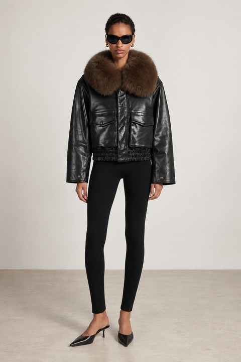 Chaqueta de cuero con piel