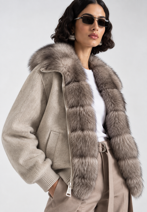 Chaqueta de merino con piel