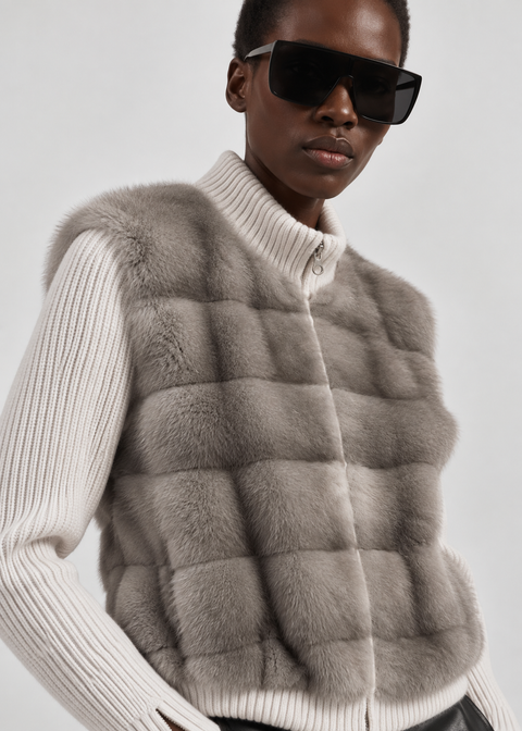Veste en cachemire et vison