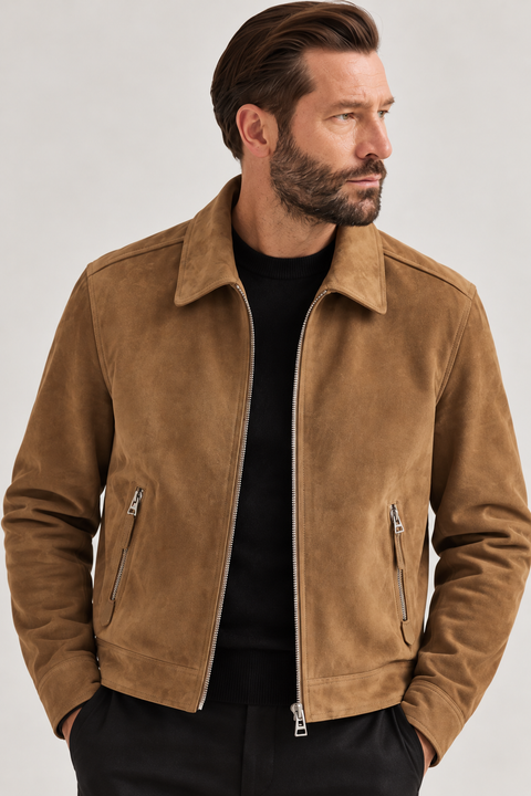 Chaqueta de piel de cordero auténtica para hombre