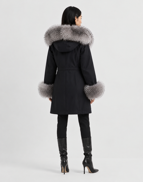 Parka foderato in pelliccia di volpe