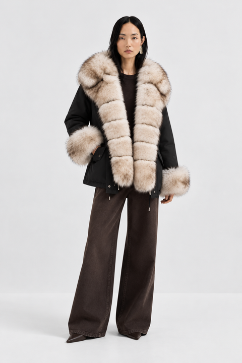 Parka de piel con forro corto