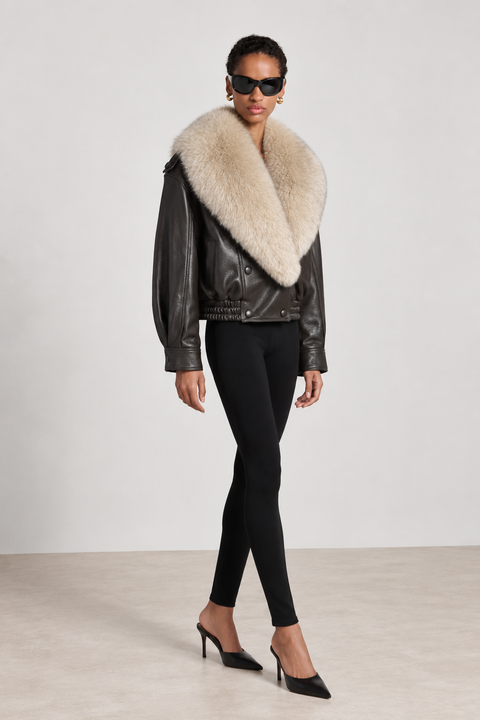 Chaqueta de cuero con piel