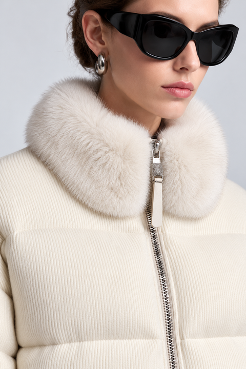 Chaqueta de plumón y lana con visón