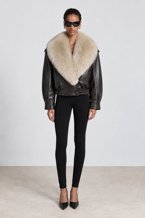 Chaqueta de cuero con piel