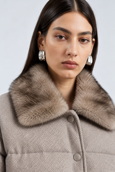 Chaqueta de lana y plumón con visón