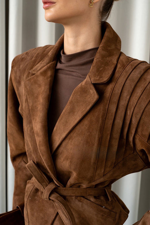 Cropped Suede Leather Jacket