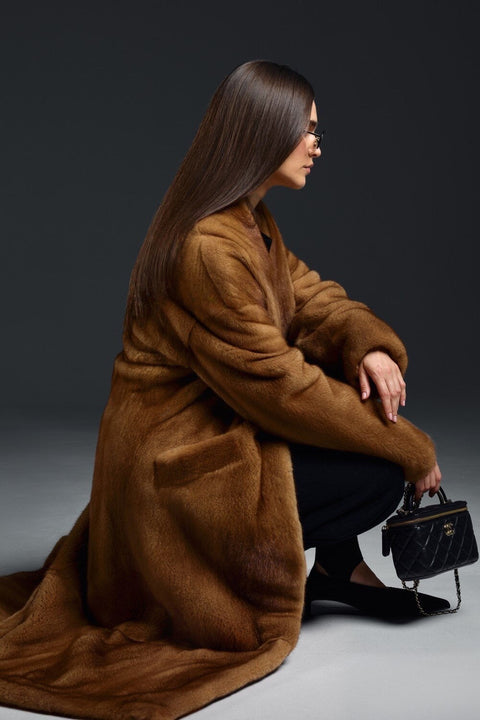 Long Cognac Mink Coat