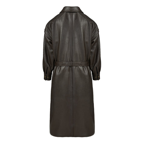 Long Genuine Leather Trench