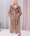 Long Belted Beige Mink Coat
