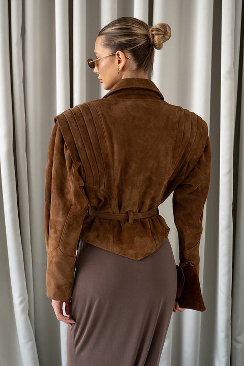 Cropped Suede Leather Jacket