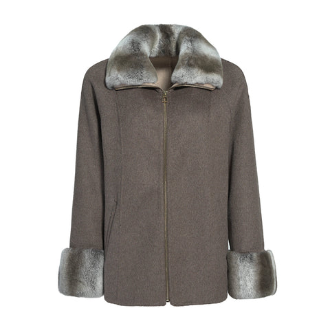 Manteau court blanc en cachemire