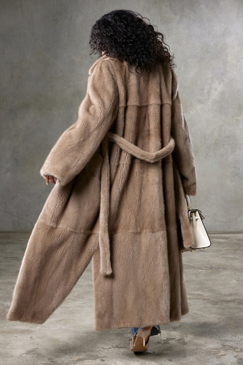 Long Ecru Mink Fur Coat