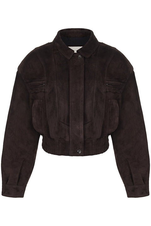 Cropped Chocolate Suede Jacket