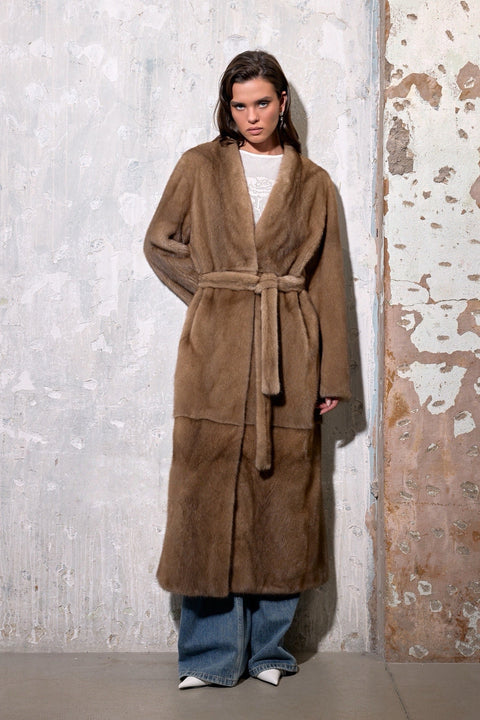 Long Belted Mink Coat