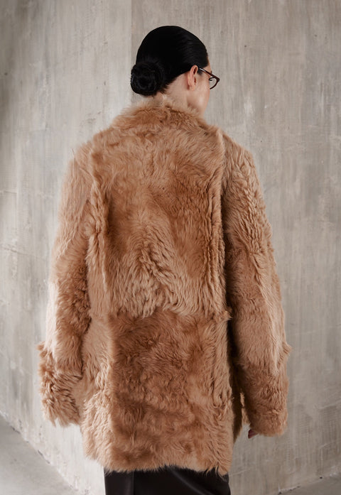 Genuine Camel Shearling Coat