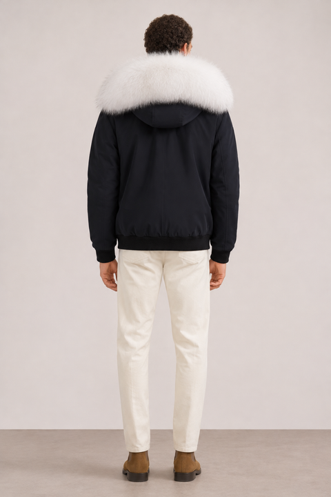 Men Short Lined Fur Parka