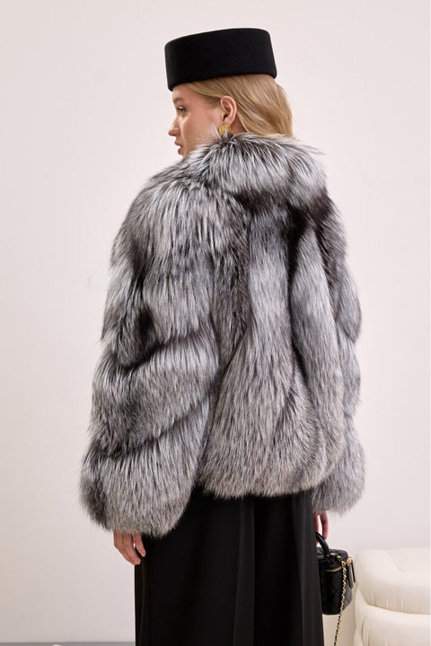 Short Silver Fox Fur Coat