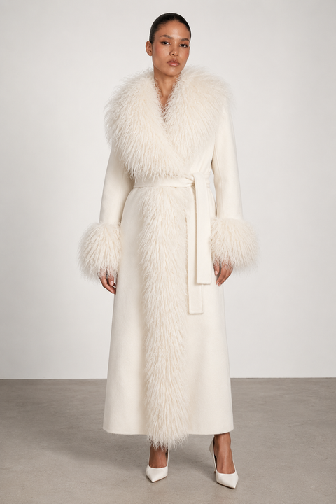 Cappotto in cashmere con montone