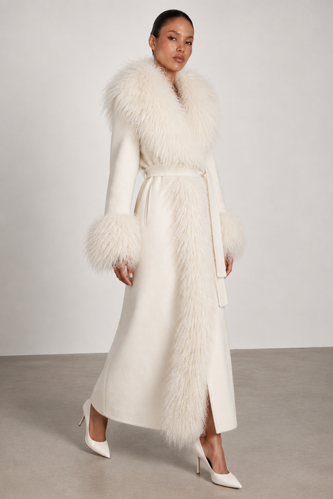 Cappotto in cashmere con montone