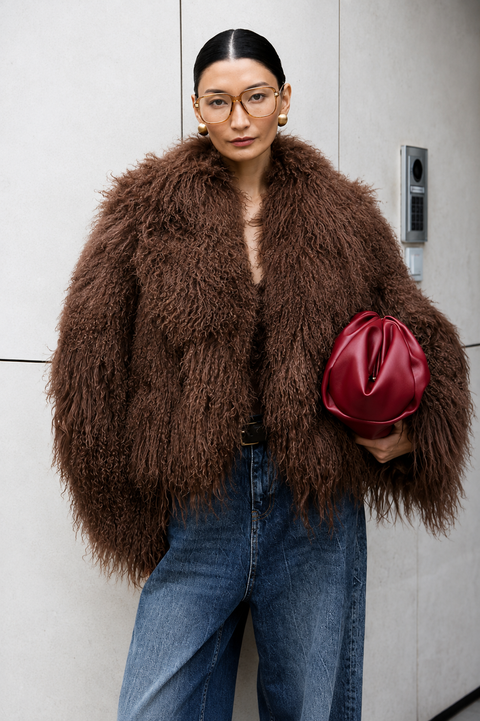 Abrigo de piel de Mongolia auténtica