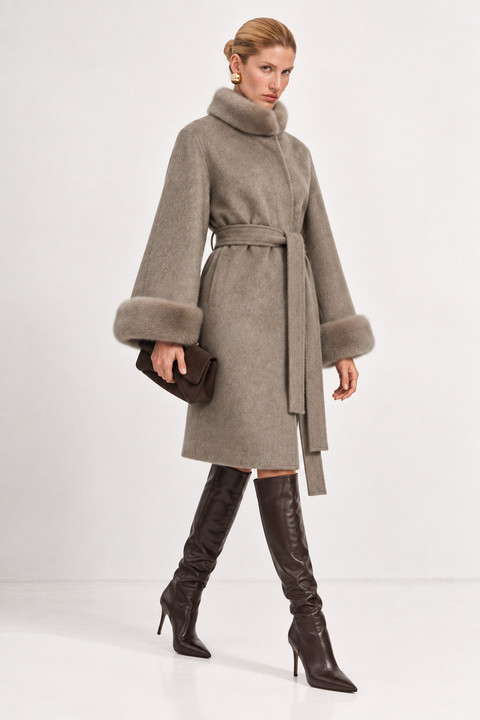 Manteau en cachemire avec vison