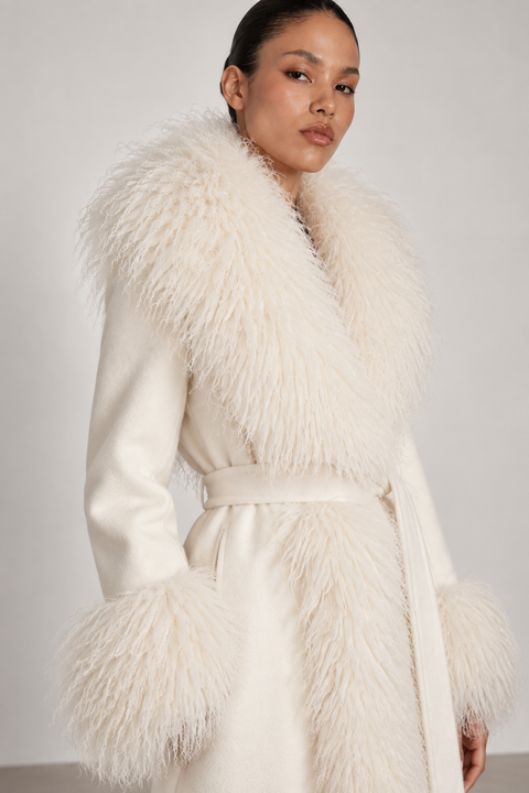 Cappotto in cashmere con montone