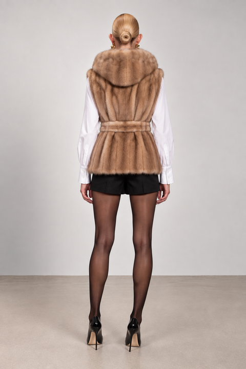 Gilet in pelliccia di visone marrone