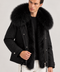 Parka negra de piel forrada para hombre