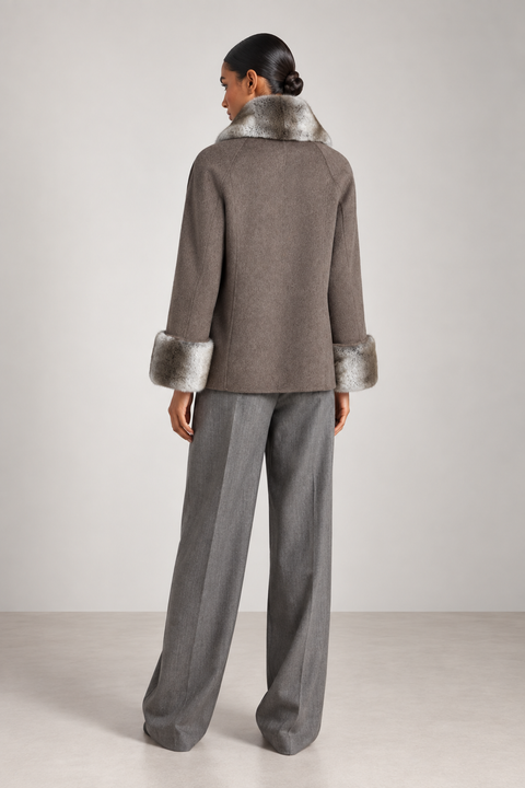 Manteau court blanc en cachemire