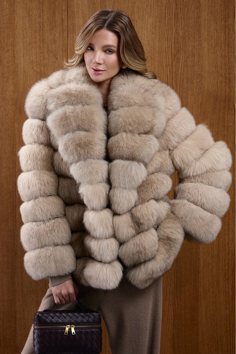 Beige Fox Fur Coat