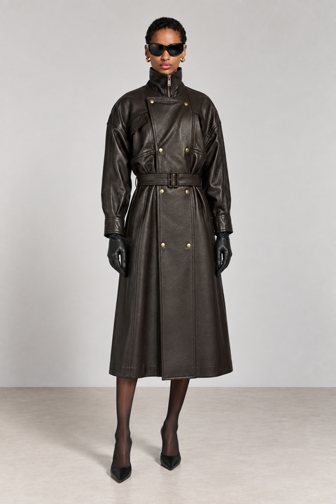 Long Genuine Leather Trench