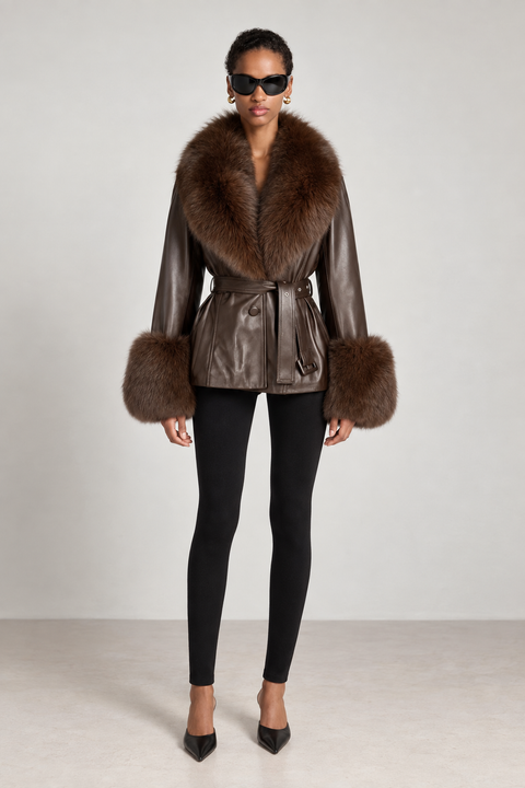 Chaqueta de cuero negra Allegra