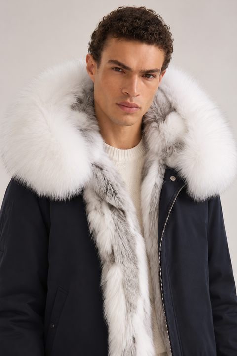 Men Short Lined Fur Parka