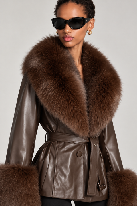 Chaqueta de cuero negra Allegra