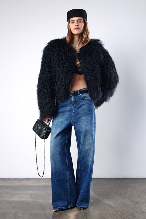 Cropped Black Mongolian Coat