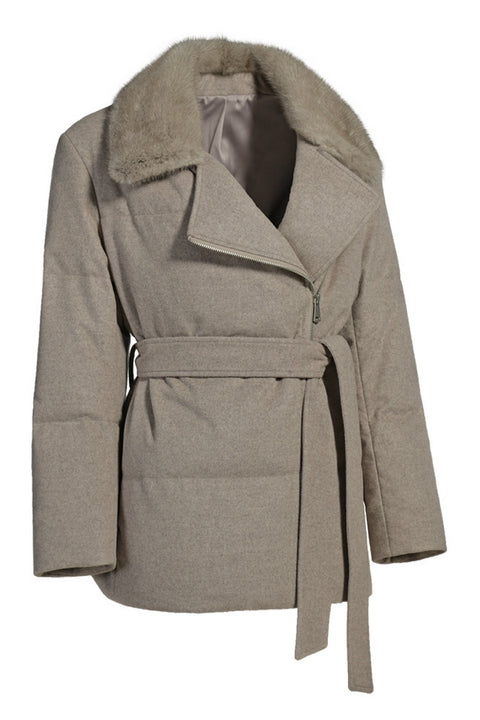 Wool Jacket with Mink