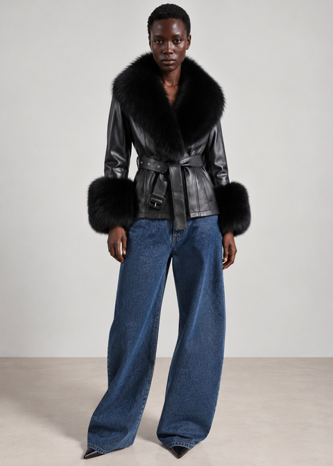 Veste Allegra en cuir noir