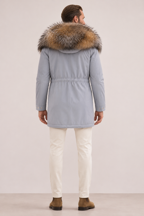 Parka doublée en fourrure verte pour homme