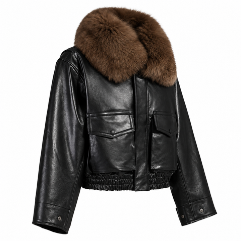 Leather Jacket with Fur
