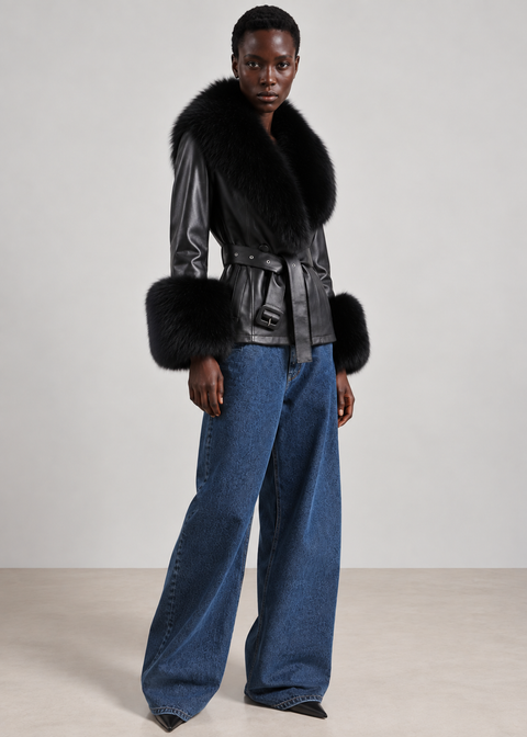 Veste Allegra en cuir noir