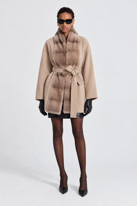 Manteau en cachemire avec vison