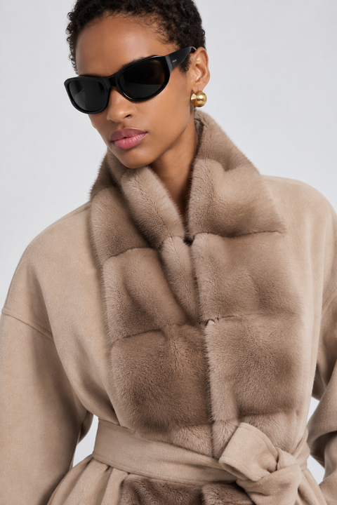 Manteau en cachemire avec vison
