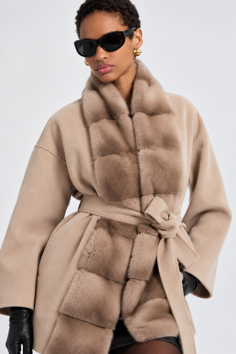 Manteau en cachemire avec vison